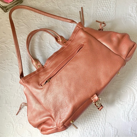 Botkier Metallic Leather Trigger Satchel Shoulder Bag Salmon Pink - Picture 8 of 16